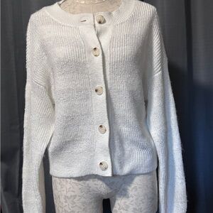 On 34th Women's Striped Sequin Cardigan in White